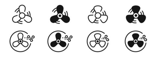 Fan icon set. Ventilator icon collection. Propeller icon set. Cooler icon. EPS 10 vector