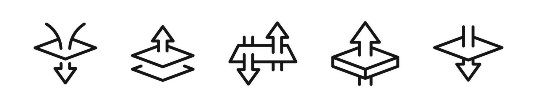 Layered Material Icons. Layer icon set. Line layer symbols. vector