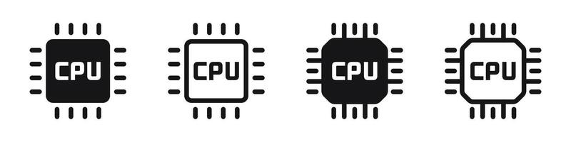 CPU chip icons. CPU icons. Chip icon set. Microprocessor chip icons. Processor icons. EPS 10 vector