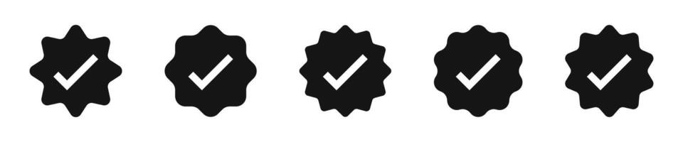 Verified badges. Profile verified badge. Verification symbol set. Verified badge icons. Social media account verification icons. EPS 10 vector