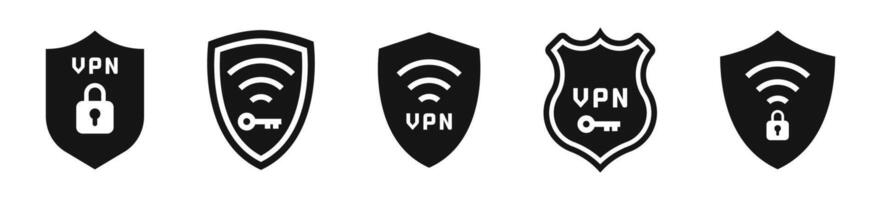 VPN Symbols set. Virtual Private Network icons. VPN icons. VPN security symbols. Internet security. EPS 10 vector