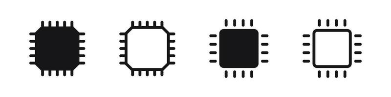 Processor icons. Chip icon set. CPU icons. Microprocessor chip icons. EPS 10 vector