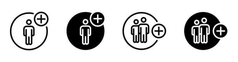 Add user icon set. Add friend. Profile avatar. Add account symbol. EPS 10 vector
