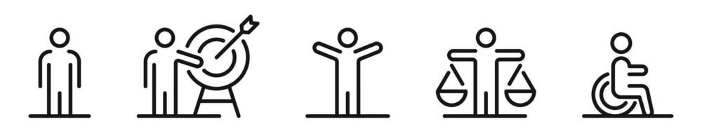 Human icon set. Human activity icons. People line icons. Man linear icon set. vector