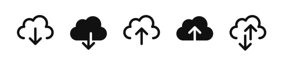 Download icon set. Downloading signs. Upload and download cloud icons. Download button collection. EPS 10 vector
