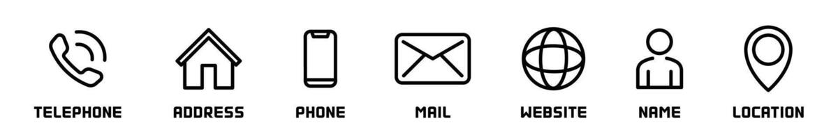 Contact information icons. Business card icon set. Social network icons. Web icon set. EPS 10 vector