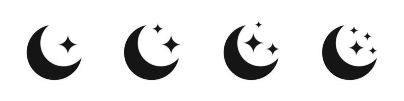 Moon and stars icons. Moon icon set. Stars collection. EPS 10 vector