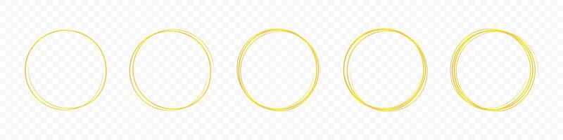 Golden circle frame set. Round frame set. Geometric line circle design golden frames. Round shape borders. Hand drawning circle line sketch set. graphic EPS 10 vector