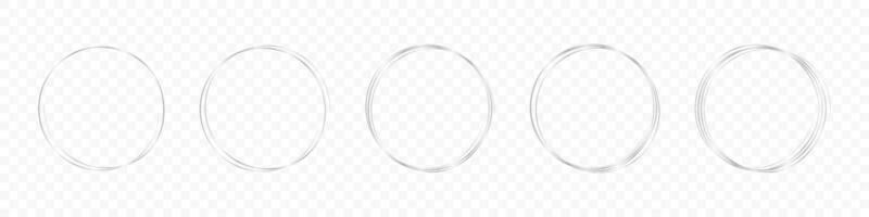 Silver circle frame set. Round frame set. Geometric line circle design silver frames. Round shape borders. Hand drawning circle line sketch set. graphic EPS 10 vector