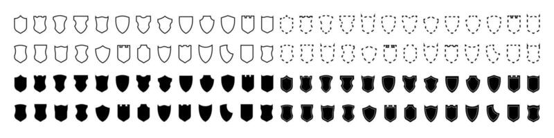 Shield icons set. Protect shield . Collection of security shield icons isolated on white background. Safety, protection, defence symbol. banner. Logo, label. EPS 10 vector