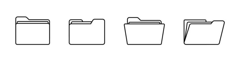 Flat linear folder icon set. Black folder icon set isolated on white background. graphic EPS 10 vector