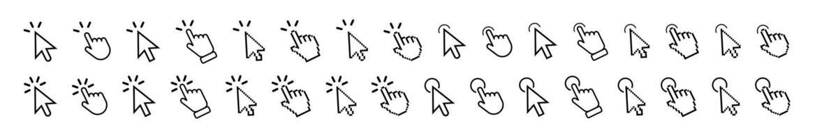 Mouse click cursor collection. Set of Hand Cursor icons click. Computer mouse click cursor. Black cursor set. Hand pointer icons. graphic EPS 10 vector