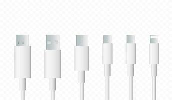 Ports collection. Socket usb plug in. Connector icon set isolated on transparent background. graphic EPS 10 vector