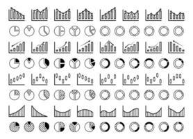 Growing graph bar icon collection. Infograpgic chart growth icon set. Piechart icons. Business growth success chart. Statistics, data information infographic. Growing chart icon set. EPS 10 vector