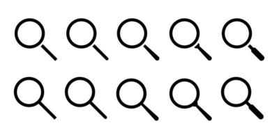 Magnifying glass icon. Magnifying sign, glass, magnifier or loupe sign, search. Loupe icon collection. Zoom instrument. EPS 10 vector