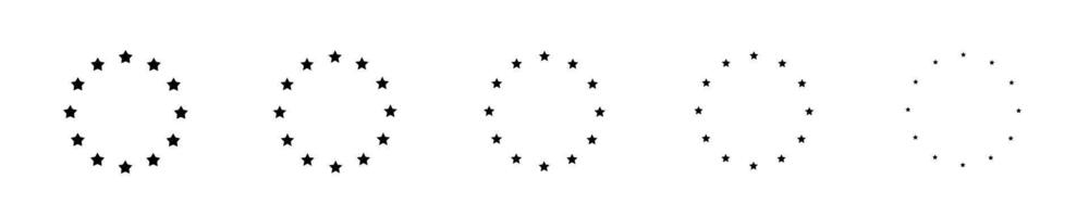 Black stars in circles icon set. Stars in circle icon illustration. Star in circle isolated on white background illustration. Round circular stars emblem. graphic EPS 10 vector