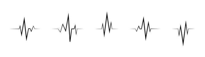 Heart bit line icon set. Heart beat pulse flat icon. Heartbeat icon. Heartbeat line with heart shape. Cardiogram line icon. Pulse icon. graphic EPS 10 vector