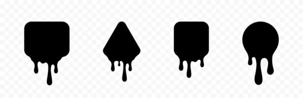Circle square and tringle paint stain. Black paint drips. Different paint drips shapes. Ink drops and splashes. graphic EPS 10 vector