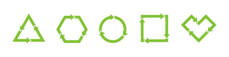 Green recycle icons set. Ecology concept. Biodegradable, compostable, recyclable icon set. Green recycling and rotation arrow icon. graphic EPS 10 vector