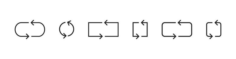Black rotation arrows icon set. Refresh, recycle, rotate, reload arrows collection. Thin line icon set. Thin line arrows icon collection. . graphic. EPS 10 vector