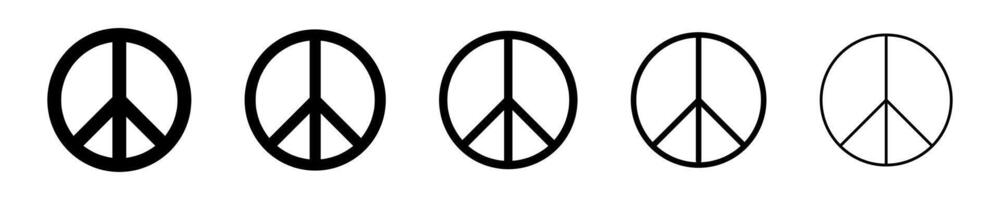 Peace symbols, pictograms and signs isolated on white background. Peace icon set. Pacifism symbols set. Pacific icons. International symbol of the antiwar movement of the disarmament. EPS 10 vector