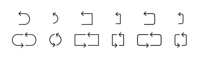 Thin line arrows icon collection. Refresh, recycle, rotate, reload arrows collection. Black rotation arrows icon set. Thin line icon set. . graphic. EPS 10 vector