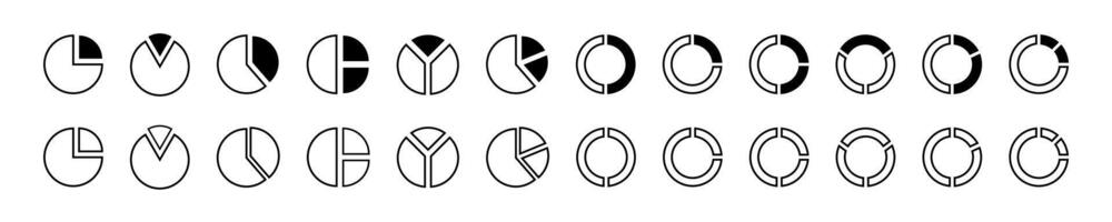 piechart icon set. Business infographic charts. Black infographic chart. Line graphics. Business concept. graphic design. EPS 10 vector
