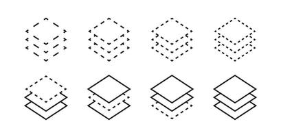 Layers icon set. Layer icon collection. Line layer icons. line set. EPS 10 vector