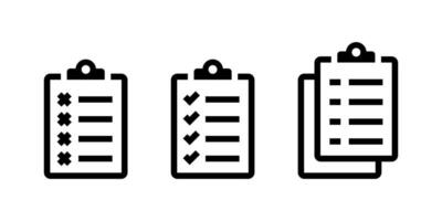 Clipboard icon set. Paper holders collection. Checklist clipboard icon. Check list sign isolated on white background. Clip board or pad symbol. EPS 10 vector