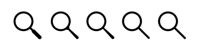 Magnifying glass icon. Magnifying glass instrument set icon, magnifying sign, glass, magnifier or loupe sign, search. Loupe icon collection. Zoom instrument. EPS 10 vector