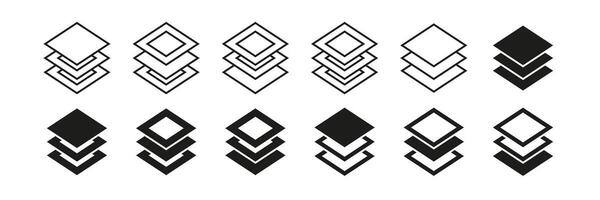 Layer icon collection. Layers icon set. Line layer icons. line set. EPS 10 vector