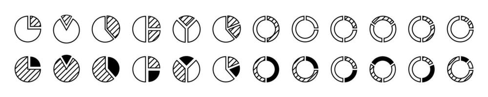 piechart icon set. Business infographic charts. Black infographic chart. Line graphics. Business concept. graphic design. EPS 10 vector