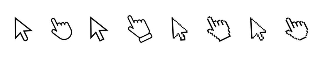 Set of Hand Cursor icons click. Mouse click cursor collection. Computer mouse click cursor. Black cursor set. Hand pointer icons. graphic EPS 10 vector