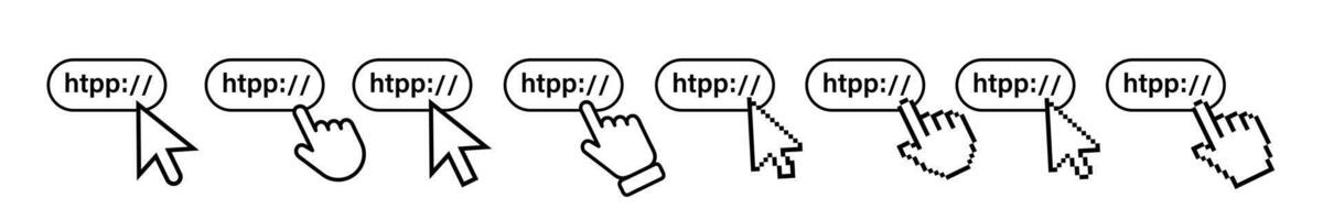 Mouse cursor clicking on the website link. Cursor icon set. Clicking finger icon. graphic EPS 10 vector