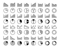 Growing graph bar icon collection. Infograpgic chart growth icon set. Piechart icons. Business growth success chart. Statistics, data information infographic. Growing chart icon set. EPS 10 vector