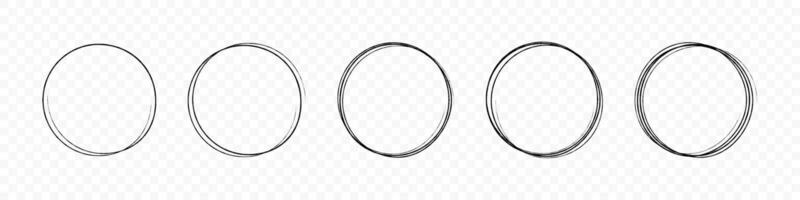 Circle frame set. Round frame set. Geometric line circle design frames. Round shape borders. Hand drawning circle line sketch set. graphic EPS 10 vector