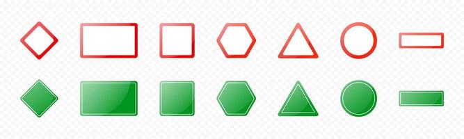 Green and red road signs banners isolated on transparent background. Set of road text panels. Highway signs. Green pointers on the road, traffic control signs and road direction signboards EPS vector
