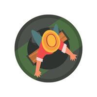 Man Floating on Round Rubber Inflatable Boat, Top View Illustration vector