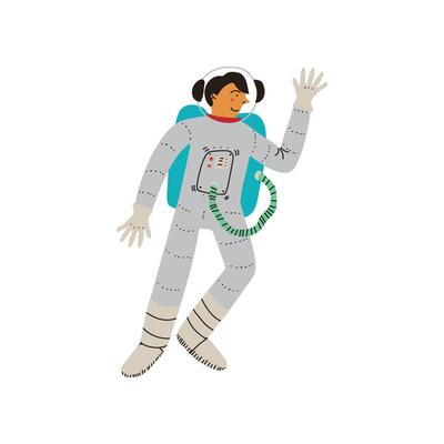 Male Cosmonaut or Astronaut in Space Suit, Space, Cosmos Theme Design Element Cartoon Illustration