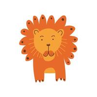 Cute Lion, Front View, Design Element Can Be Used for T-shirt Print, Poster, Card, Label, Badge Illustration vector