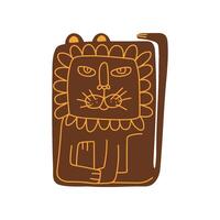 Cute Stylized Lion, Front View, Hand Drawn Design Element Can Be Used for T-shirt Print, Poster, Card, Label, Badge Illustration vector