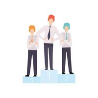 Successful Businessmen Standing on Pedestal, Business Competition Among Themselves, Rivalry Between Colleagues Illustration vector