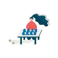 Woman Architect Working on Building Model Design, Female Professional Engineer Character Illustration vector