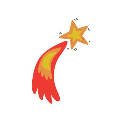 Glowing Star, Space, Cosmos Theme Design Element Cartoon Illustration