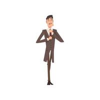 Self Confident Victorian Gentleman Character in Elegant Suit Illustration vector