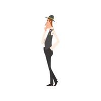 Thoughtful Victorian Gentleman Character in Elegant Suit, Side View Illustration vector
