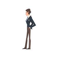 Rich and Successful Victorian Gentleman Character in Elegant Suit, Side View Illustration vector