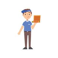 Pizza Delivery Boy Character with Box, Kid Dreaming of Future Profession Illustration vector