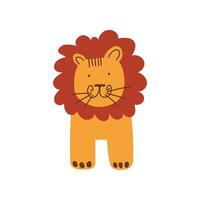 Cute Lion, Front View, Design Element Can Be Used for T-shirt Print, Poster, Card, Label, Badge Illustration vector