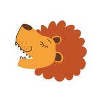 Cute Lion Head, Side View, Design Element Can Be Used for T-shirt Print, Poster, Card, Label, Badge Illustration vector